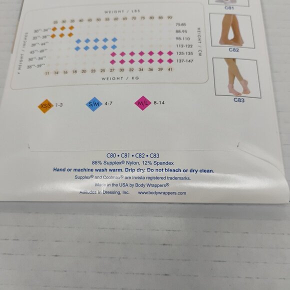 Body Wrappers Total Stretch Knit Waist Tights Full Foot – Child Size S/M (4–7) - Picture 7 of 9